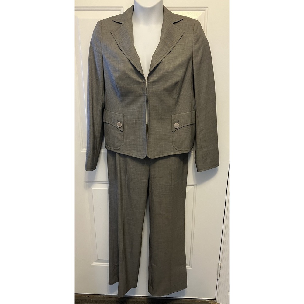 Women's Akris Punto Size 10/12 Gray Blazer Suit Set Dress Pants Blazer Jacket